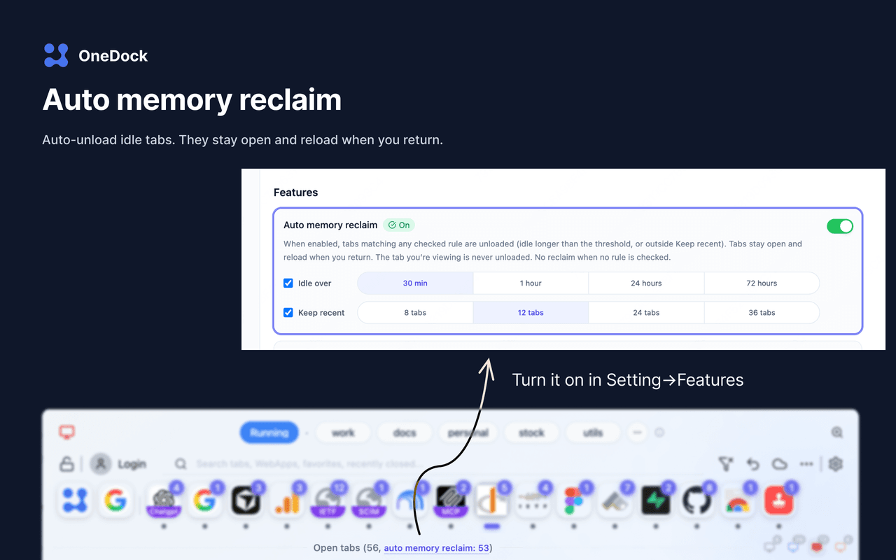 Auto memory reclaim settings